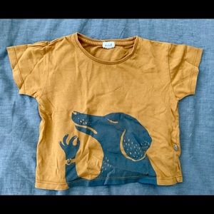 Oeuf tee t shirt, dog print, size 3